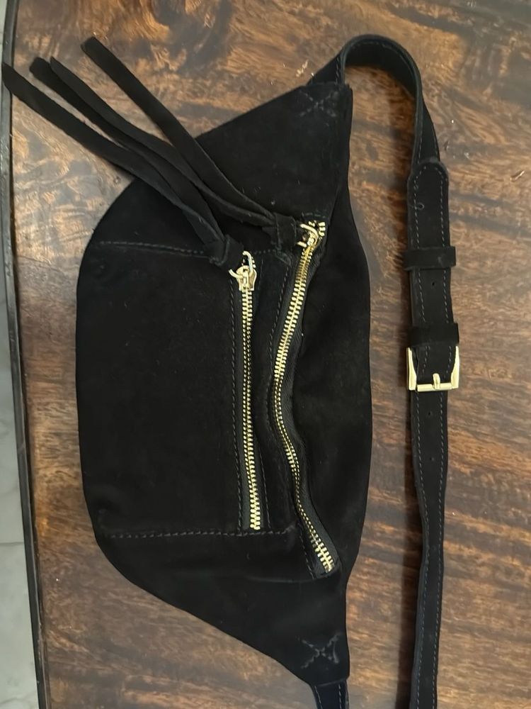Black Suede Waist Bag
