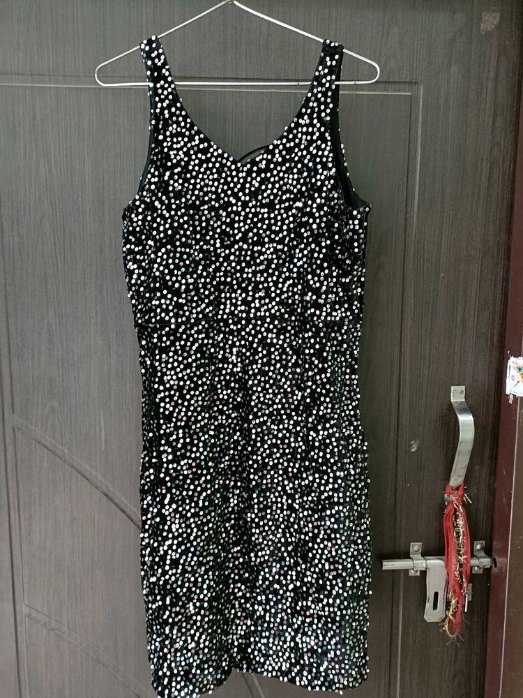 Bodycon Black Sequence Dress For Parties