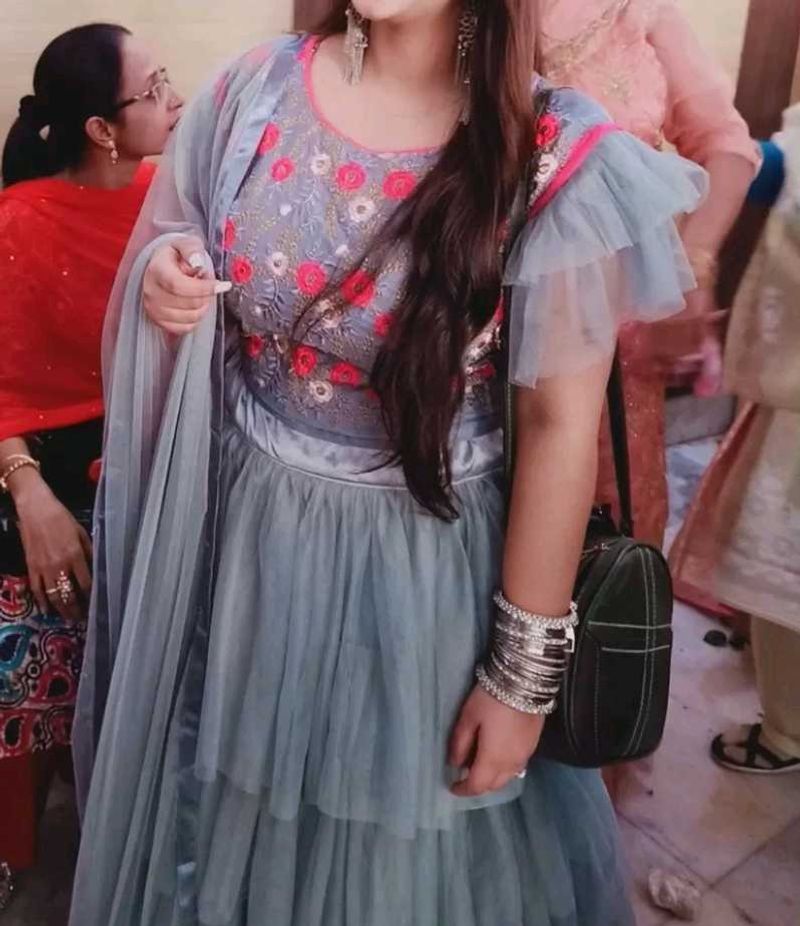 Grey Frill Lehenga Choli