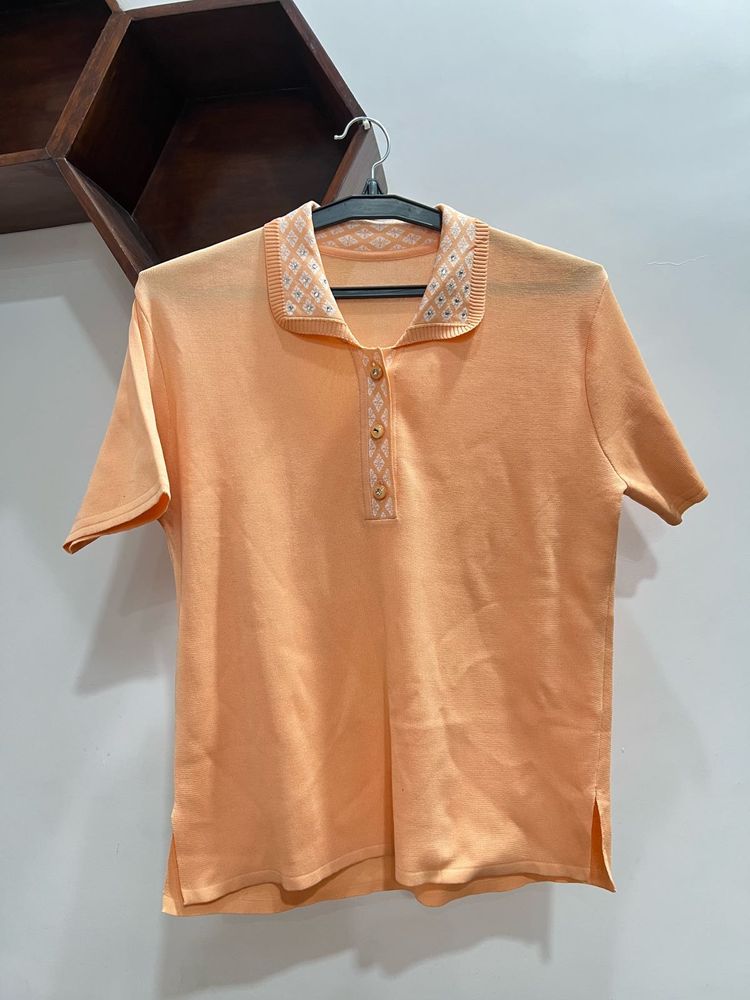 Peach Button-Down Top