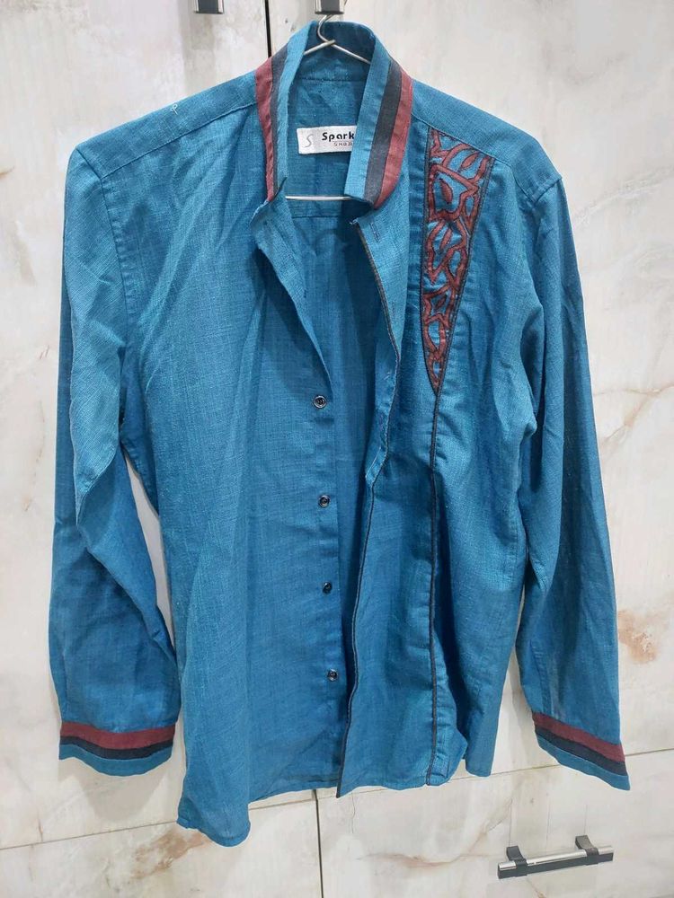 Sparkle Blue Patterned Shirt