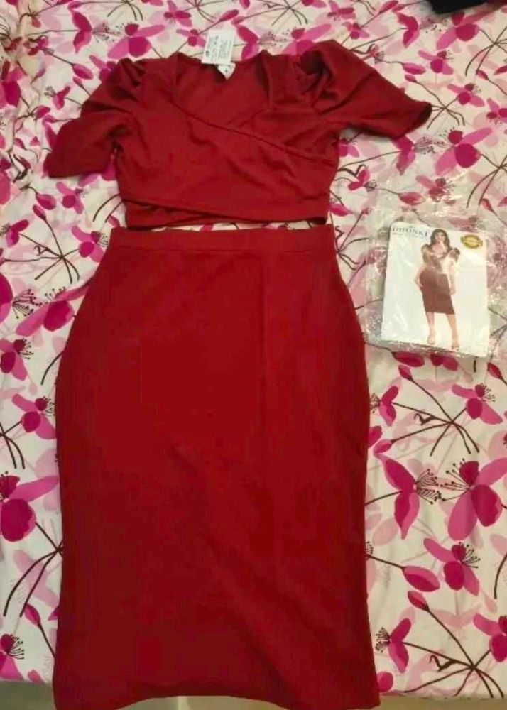 Women&#39;s Beautiful Red Co-ord Set