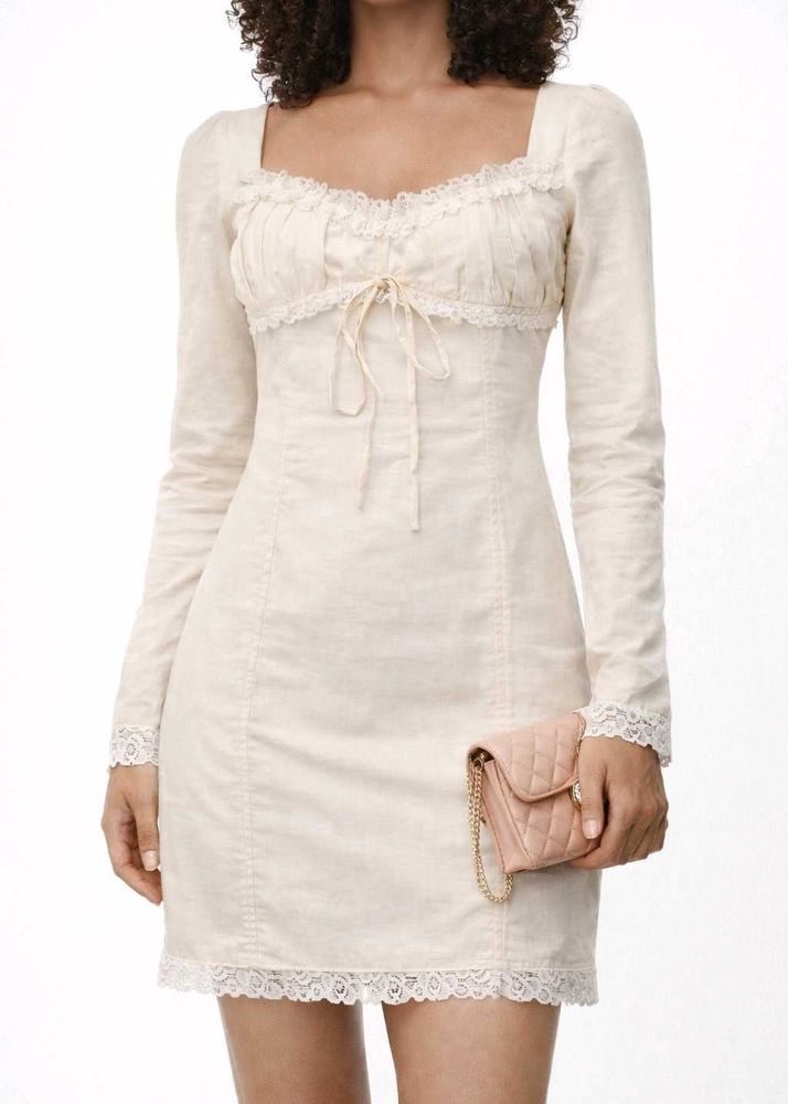 Lace Trim Long Sleeve bodycon Dress