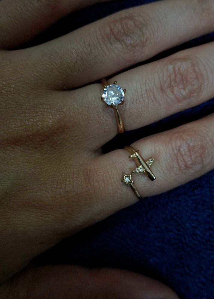 Set Of 2 Gold Colour Rings For Women