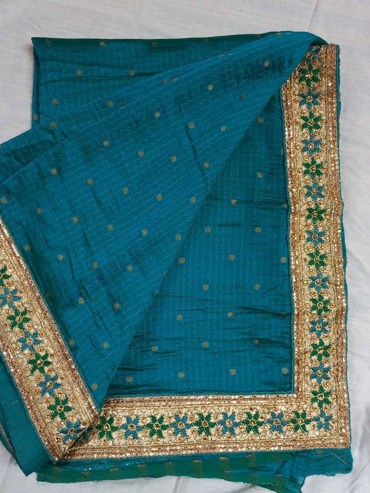 Work Saree - Sea Green