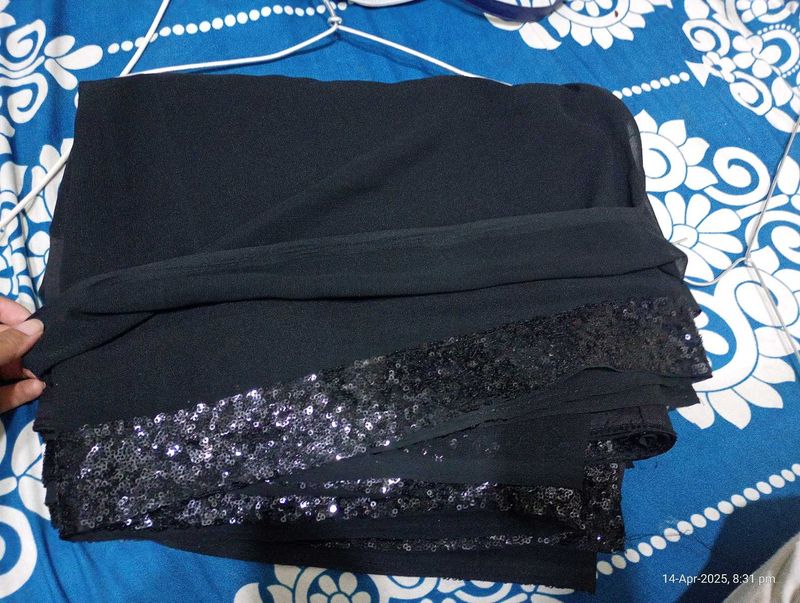 Black Sequin Border Saree