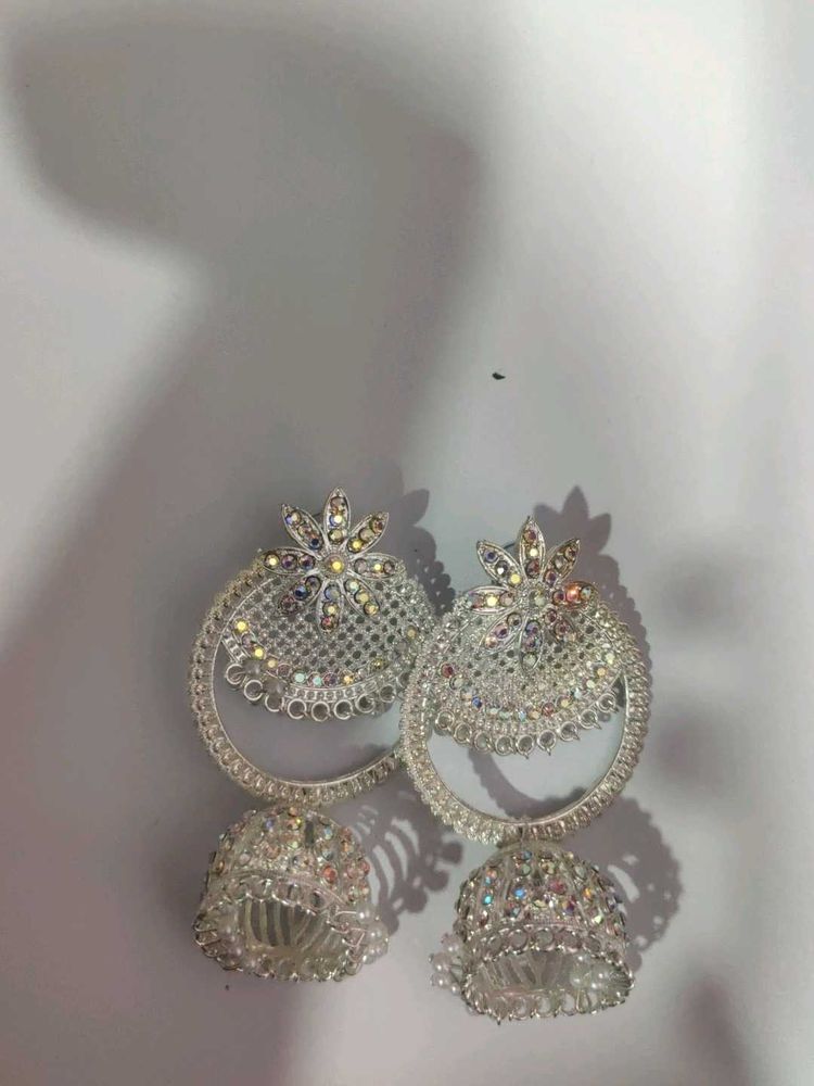 Elegant Silver Jhumkas