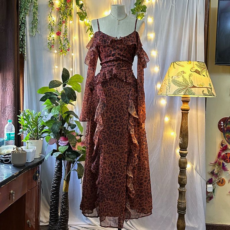 Leopard Print Ruffle Dress