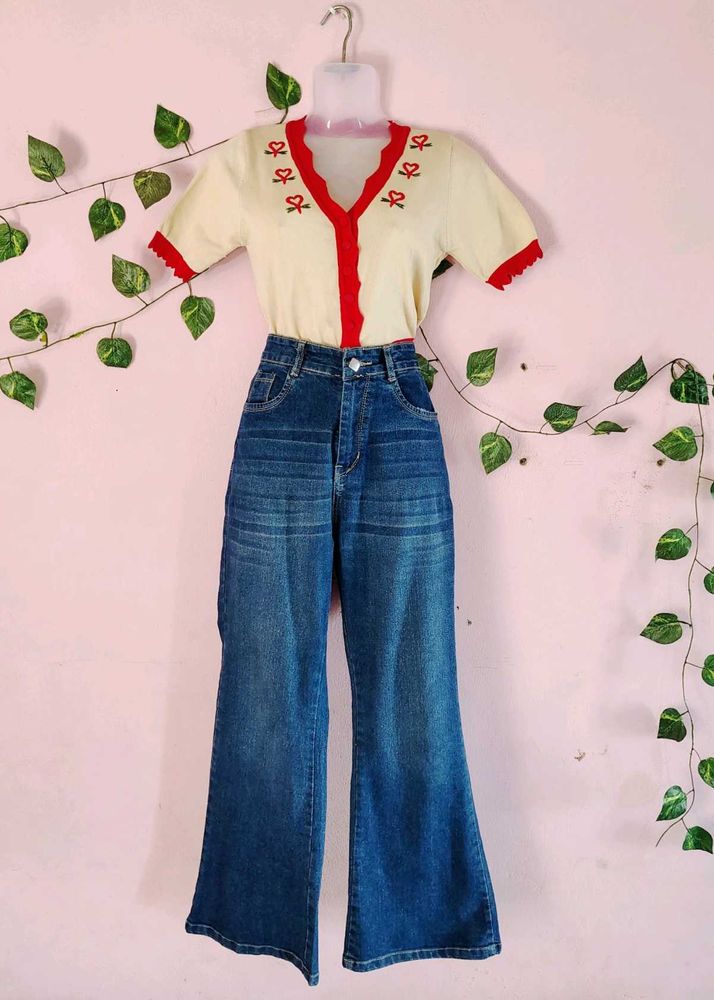 Women High Rise Bootcut Flared Denim Jeans ✨
