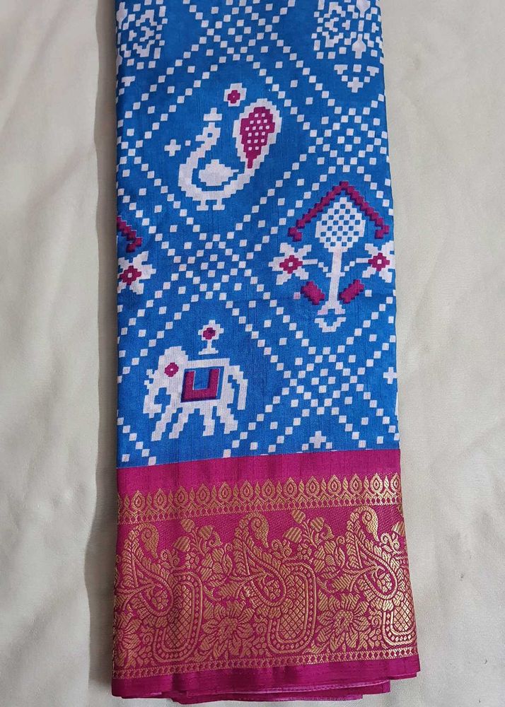 Printed Blue Saree
