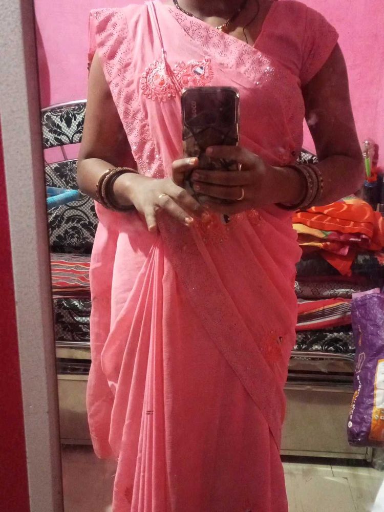 Pink  Saree