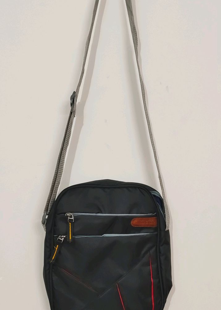 Unisex Black And Red Sling bag (Crossbody)