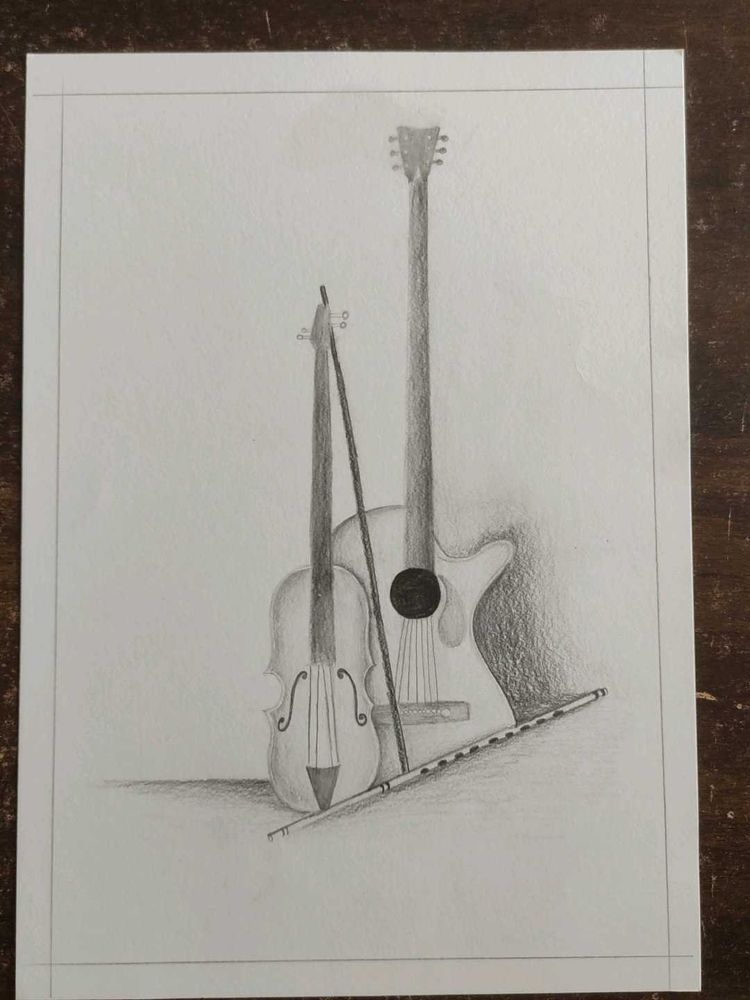 Pencil Sketch of Musical Instruments