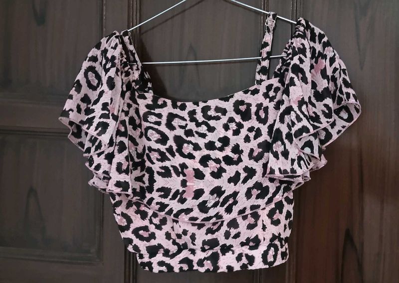 Leopard Print Ruffle Top