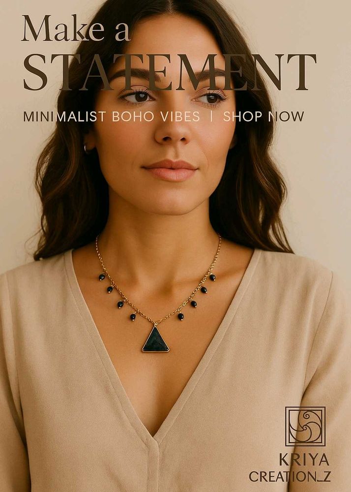Blue Triangle Charm Necklace
