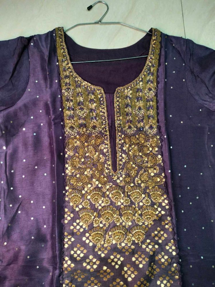 Partywear Kurta Pant Set With Dupatta
