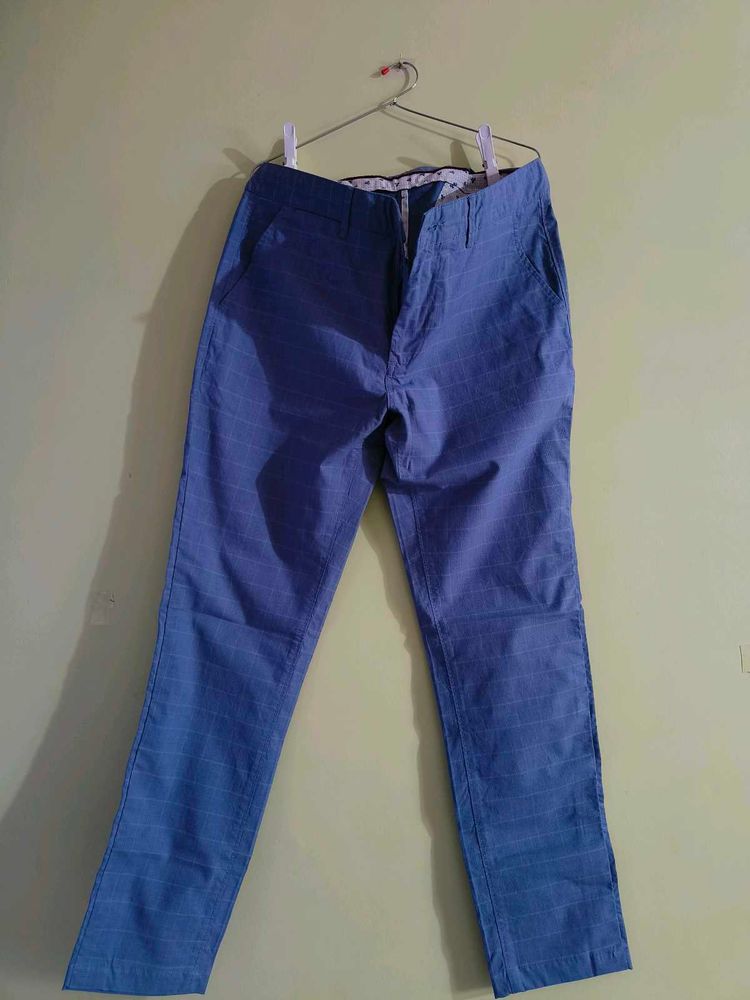 Blue Checked Casual Pants 32size