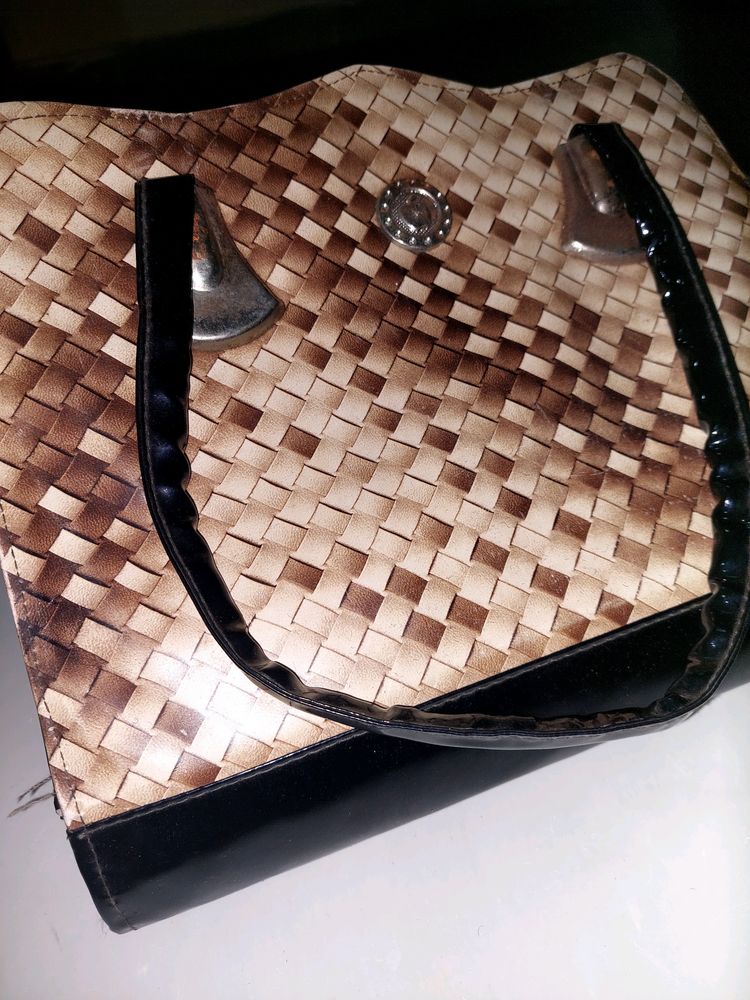 Fashion Checker Print Handbag Women Office Casual Party Tote Bag - Brown