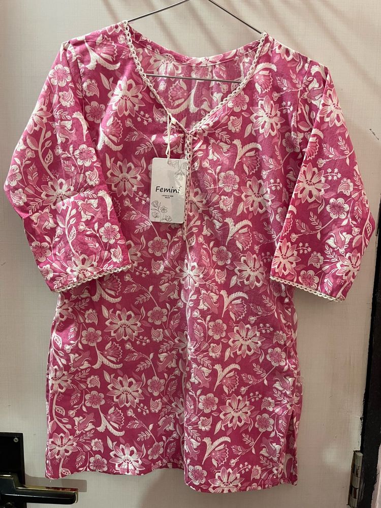 Pink Floral Kurta