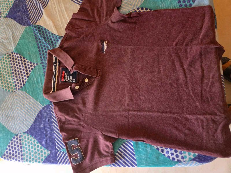 Superdry Burgundy Polo T-Shirt