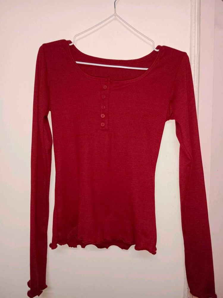 Red Long Sleeve Top