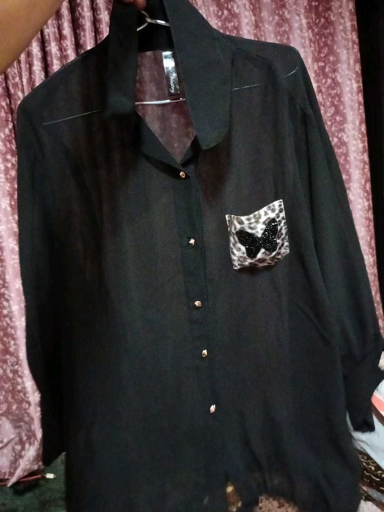 Silk Black Shirt For Girls