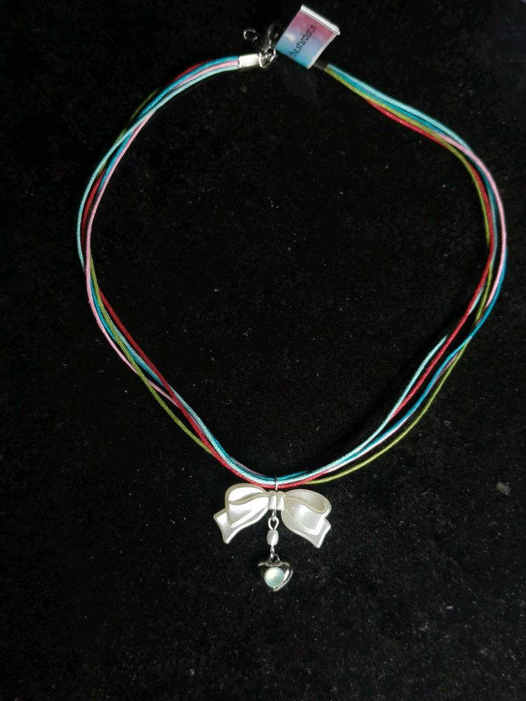 Colorful Cord Bow Necklace