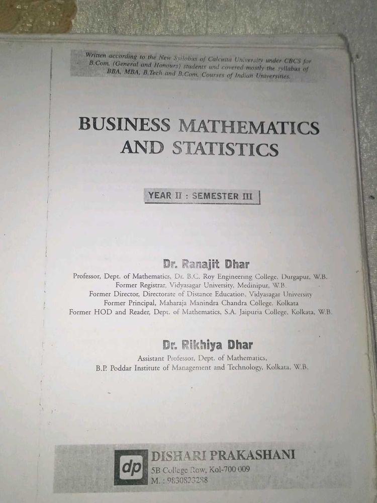 Business Mathematics &amp; Statistics Book