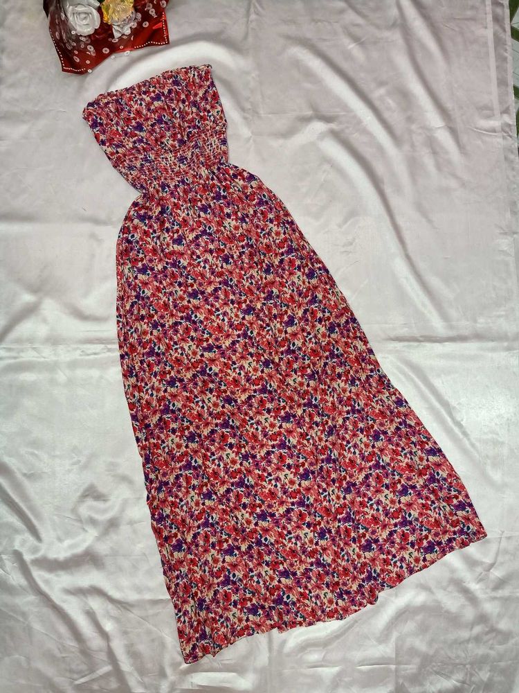 Floral Strapless Maxi Dress💕