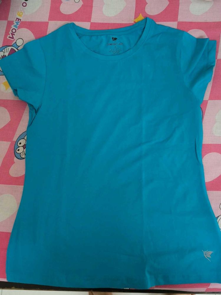 solid blue comfort lady tshirt