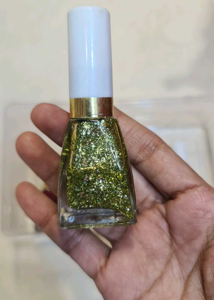 Sparkly Green &amp; Multi Nail Polish