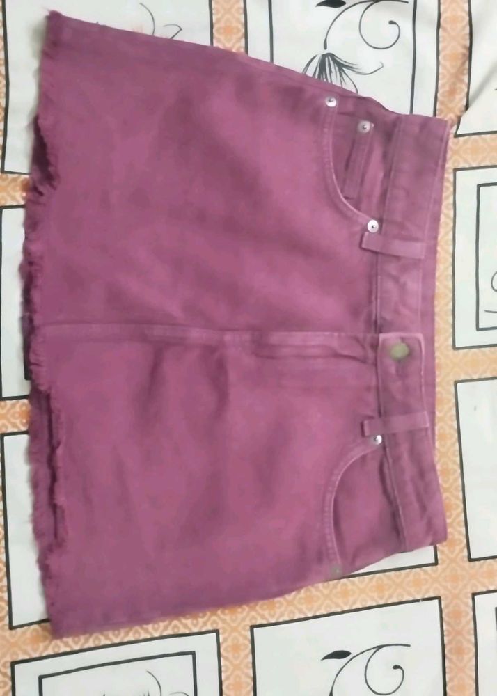 Purple Denim Mini Skirt