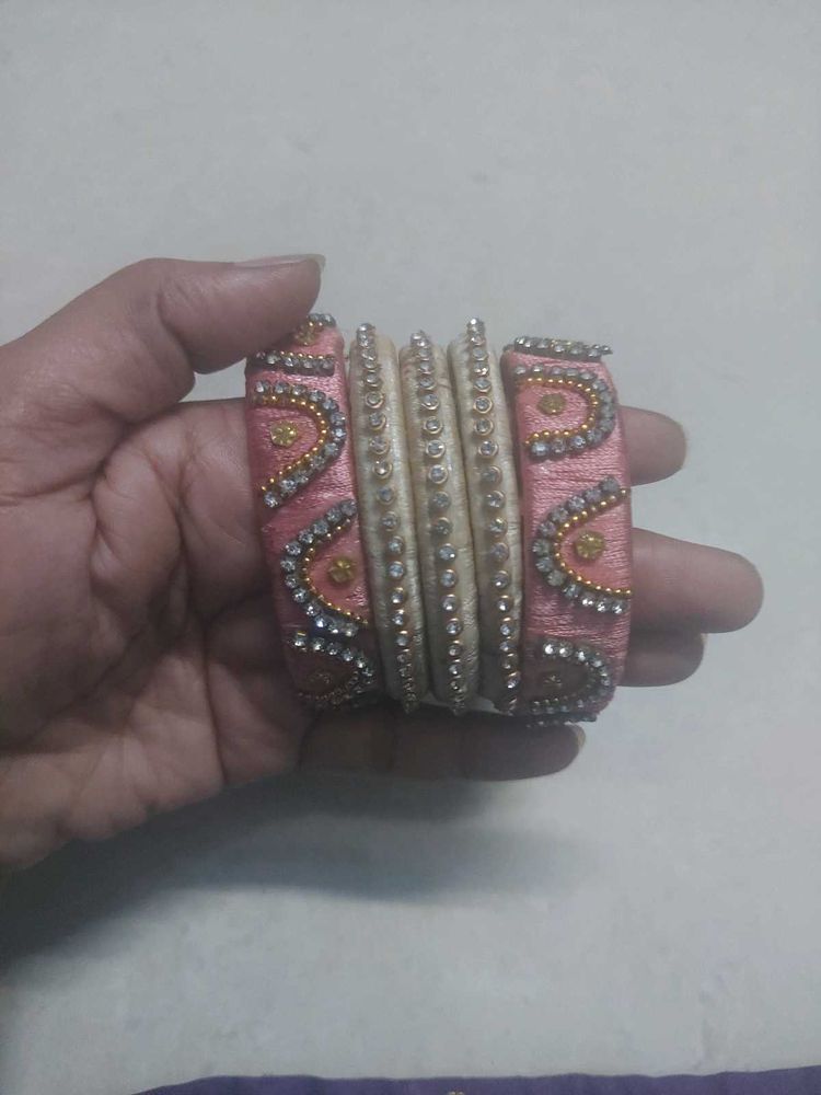 Handmade Beaded Bangles - Set of 5