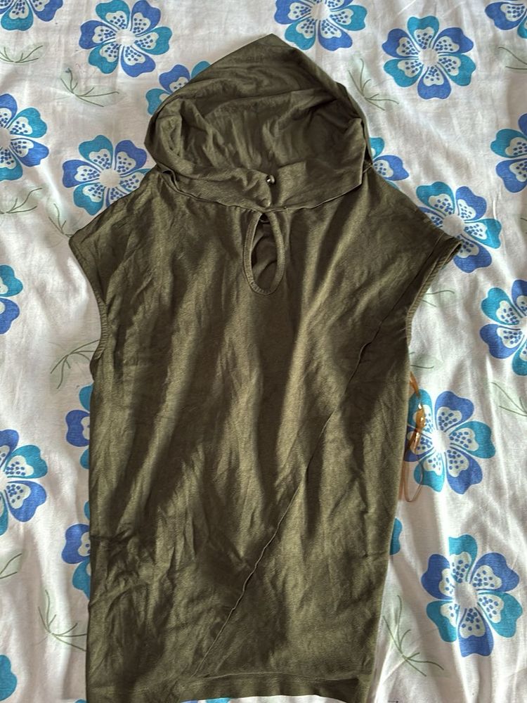 Olive Green Hooded Top