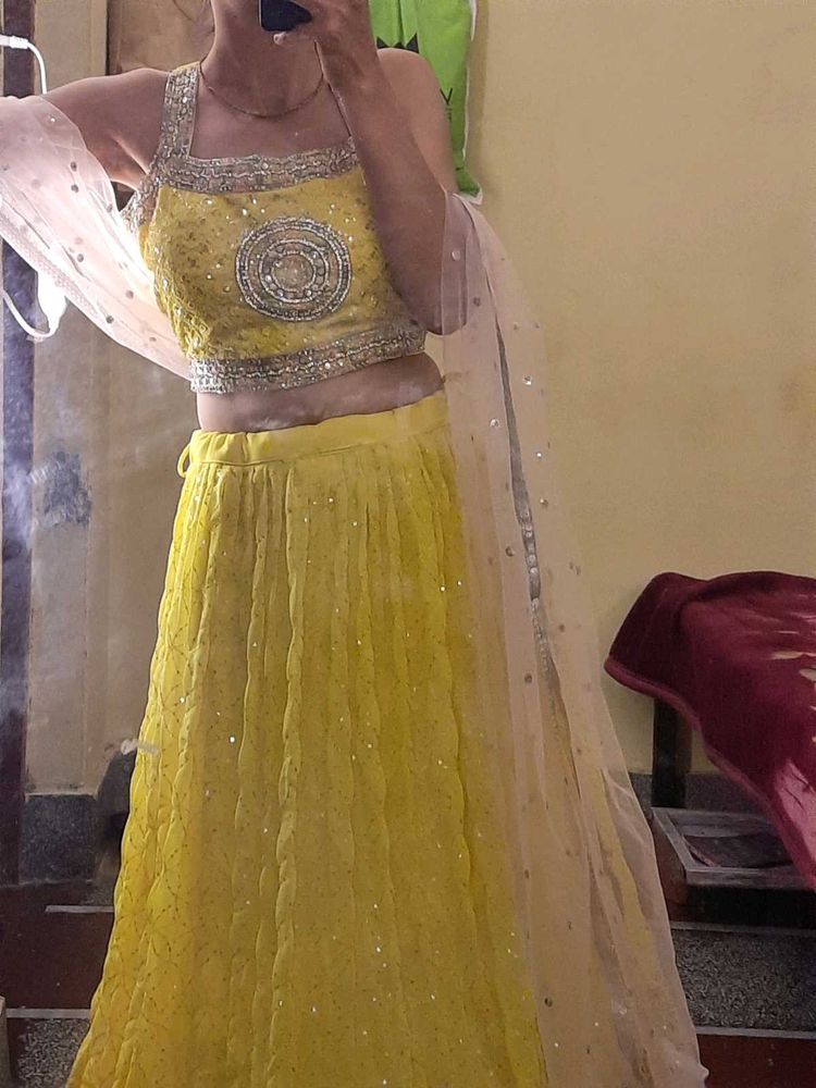 Beautiful Lime Yellow Lehenga Choli Set