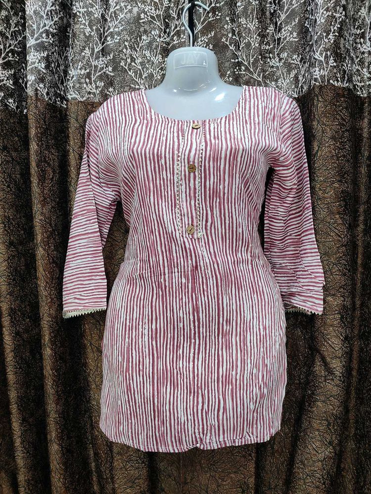 Striped Cotton Short Kurti