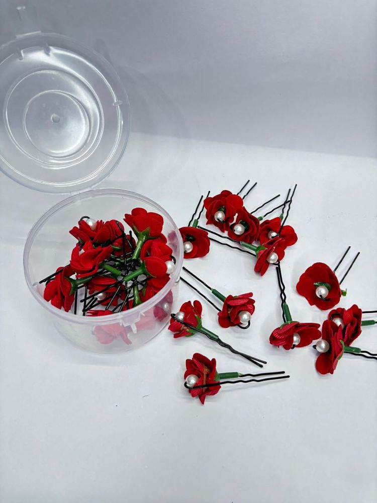 Red Rose Hair Pins (Lot)