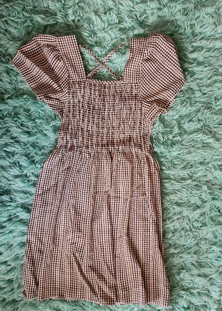 Gingham Smocked Mini Dress