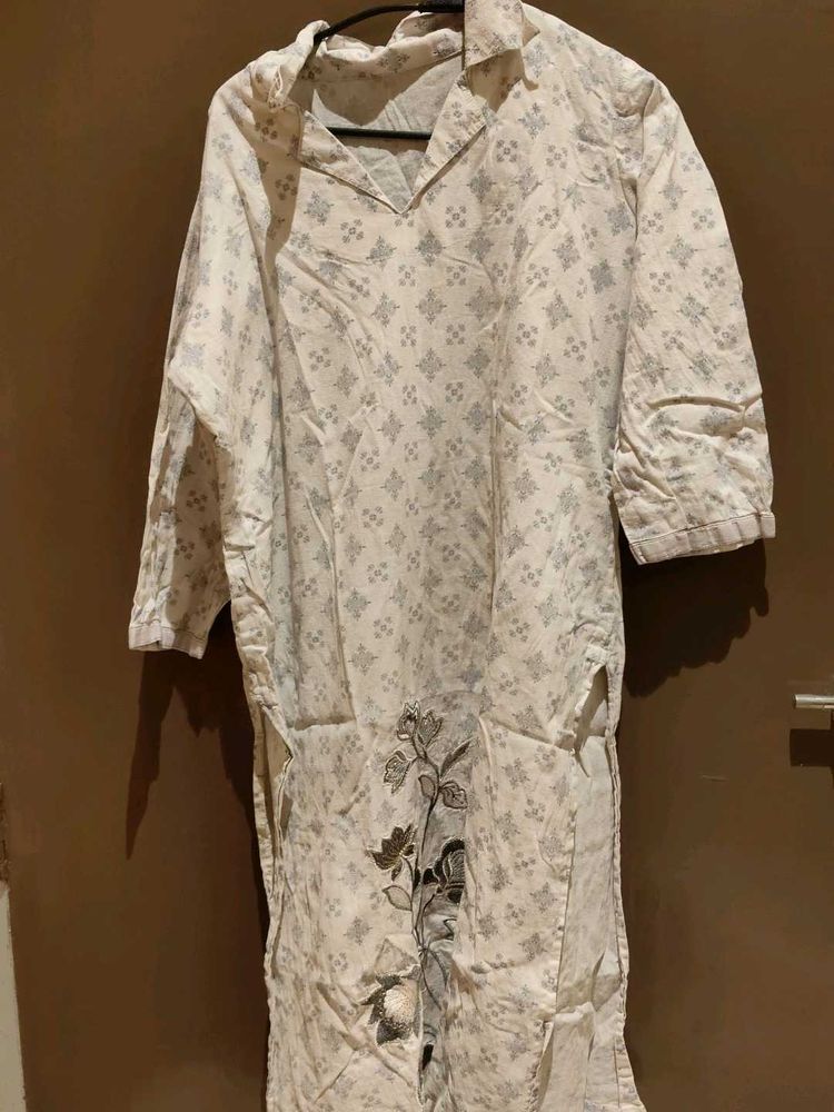 Floral Embroidered Cotton Suit