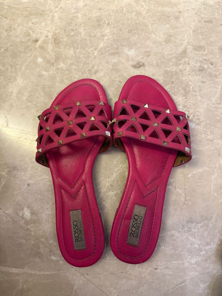Rosso Brunello Pink Studded Flats
