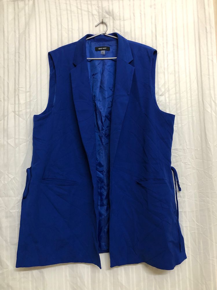Nine West Blue Front Open Vest