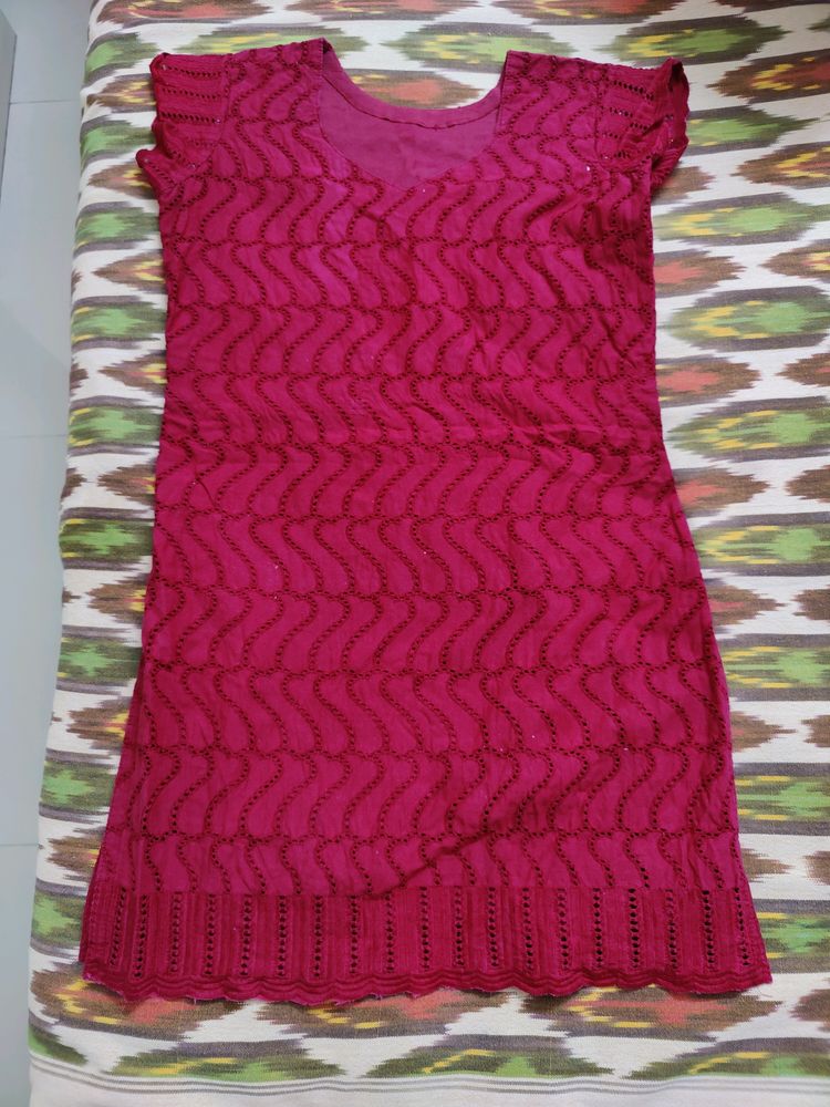 Maroon Chikankari Kurti