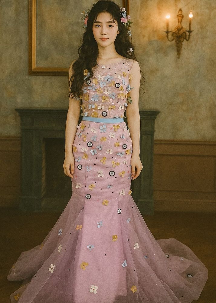 Elegant Floral mermaid fairy Gown