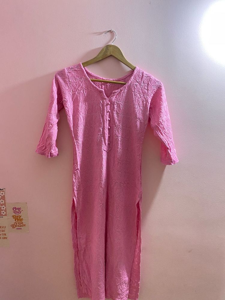 Pink Embroidered Kurta