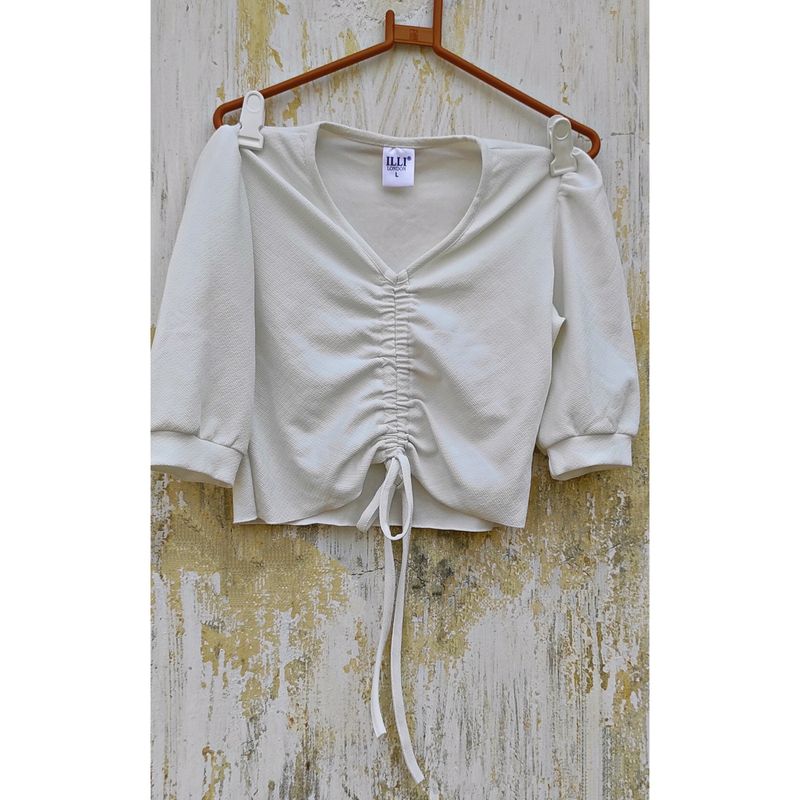 ILLI LONDON Casual Half Sleeve Solid Women White