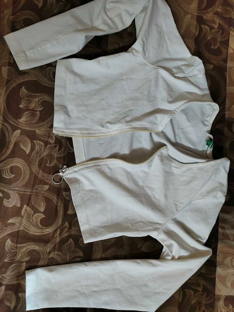 White Cropped Jacket