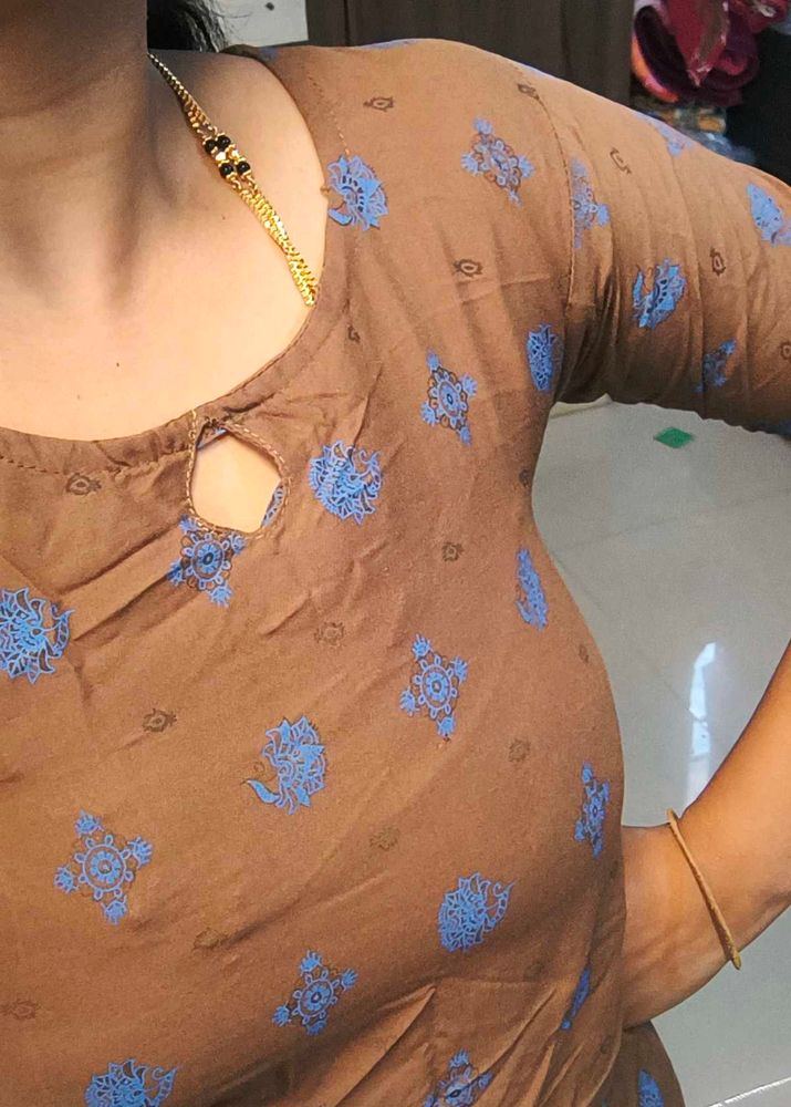 Brown Printed Kurta