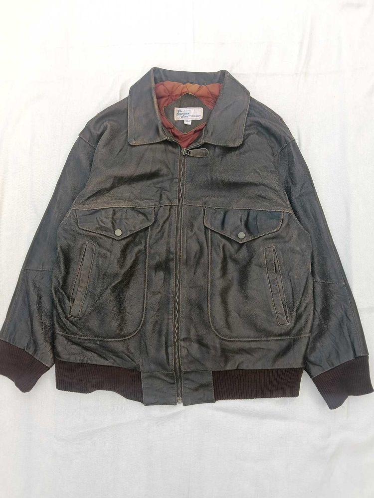 Vintage Leather Bomber Jacket