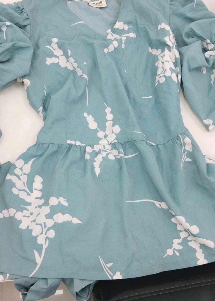 Sky Blue Korean Top Branded With Freebie