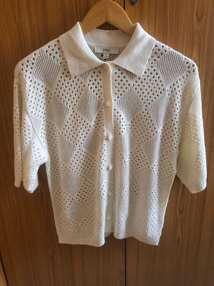 M&amp;S knit collared top